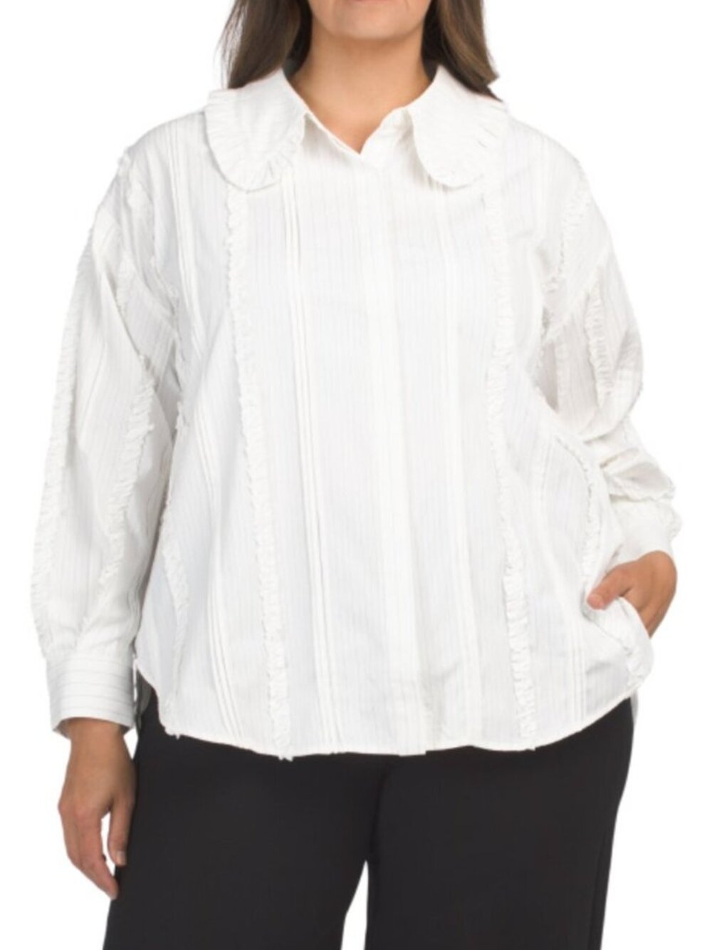 ENDLESS ROSE Plus Pintuck And Ruffle Shirt - Picture 5 of 5